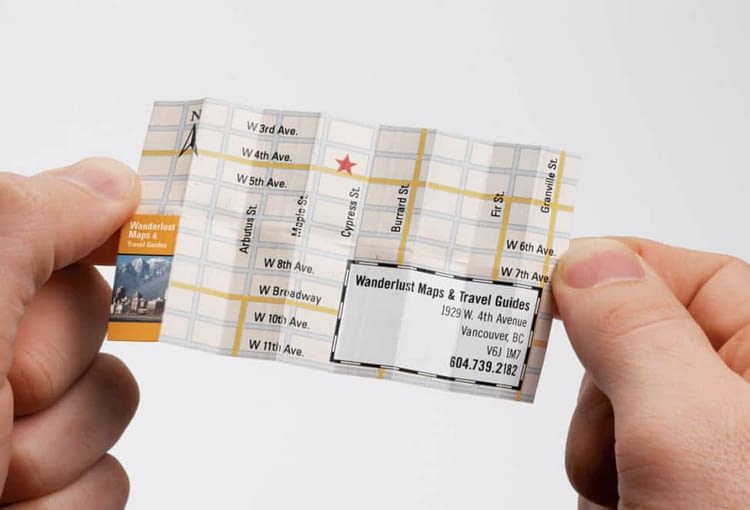 map on back of business card